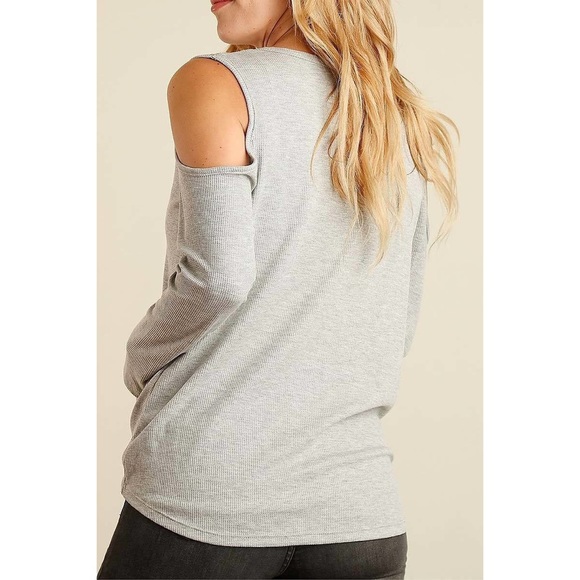 HP Gray Cutout Shoulder Button Top - Picture 2 of 3